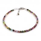 Bi Tourmaline Round 3.5mm Faceted beads adjustable stacking bracelet | STK-1011