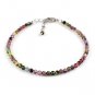 Bi Tourmaline Round 3.5mm Faceted beads adjustable stacking bracelet | STK-1011