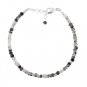 Black Rutile Rondelle 3mm Faceted beads adjustable stacking bracelet | STK-1197