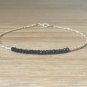 Black Spinel Rondelle 3mm Faceted beads adjustable stacking bracelet | STK-1304