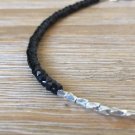 Black Spinel Rondelle 3mm Faceted beads adjustable stacking bracelet | STK-1305