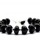 Black Spinel Rondelle 10mm Smooth beads adjustable stacking bracelet | STK-1308
