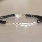 Black Spinel Rondelle 3mm Faceted beads adjustable stacking bracelet | STK-1328
