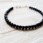 Black Tourmaline Round 4mm Smooth beads adjustable stacking bracelet | STK-1460