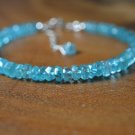 Blue Apatite Rondelle 4mm Faceted beads adjustable stacking bracelet | STK-1528