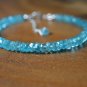 Blue Apatite Rondelle 4mm Faceted beads adjustable stacking bracelet | STK-1528