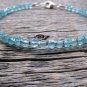 Blue Apatite Rondelle 4mm Faceted beads adjustable stacking bracelet | STK-1533