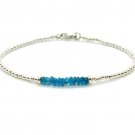 Blue Apatite Rondelle 3mm Faceted beads adjustable stacking bracelet | STK-1538