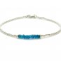 Blue Apatite Rondelle 3mm Faceted beads adjustable stacking bracelet | STK-1538