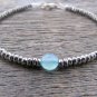 Blue Chalcedony Round 8mm Faceted beads adjustable stacking bracelet | STK-1553