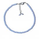 Blue Lace Agate Round 3mm Faceted beads adjustable stacking bracelet | STK-1623
