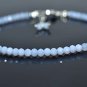 Blue Lace Agate Round 3mm Faceted beads adjustable stacking bracelet | STK-1623