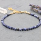 Blue Sapphire Round 3.5mm Faceted beads adjustable stacking bracelet | STK-1674