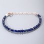 Blue Sapphire Rondelle 3mm Smooth beads adjustable stacking bracelet | STK-1706
