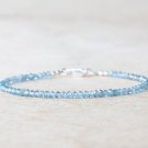 Blue Topaz Rondelle 2.5mm Faceted beads adjustable stacking bracelet | STK-1751