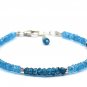 Blue Topaz Rondelle 3.5mm Faceted beads adjustable stacking bracelet | STK-1758
