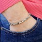 Dalmatian Jasper Round 4mm Smooth beads adjustable stacking bracelet | STK-2368
