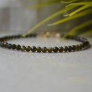 Golden Obsidian Round 3mm Faceted beads adjustable stacking bracelet | STK-3234