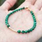Green Malachite Round 4mm Faceted beads adjustable stacking bracelet | STK-3346