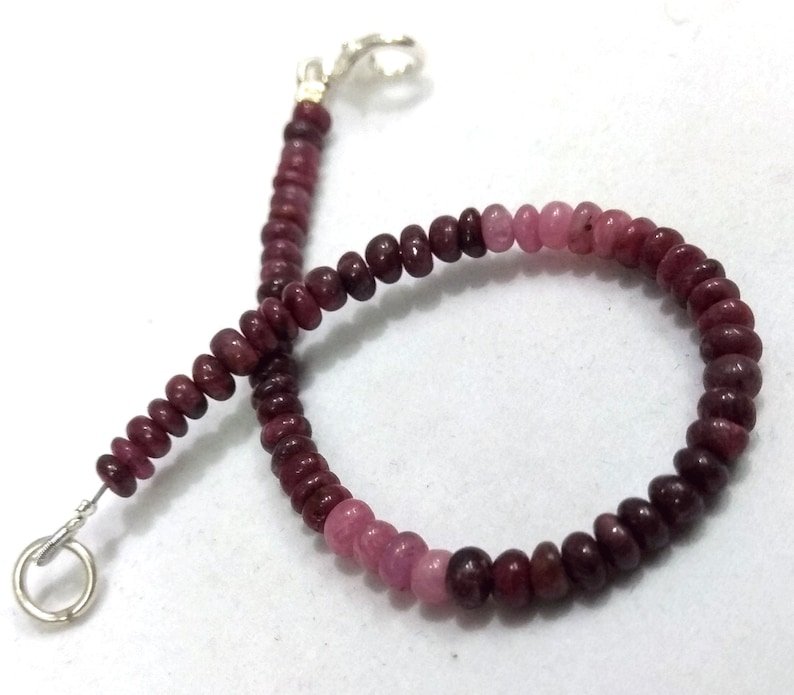 Indian Ruby Rondelle 3-4mm Smooth beads adjustable stacking bracelet | STK-3663