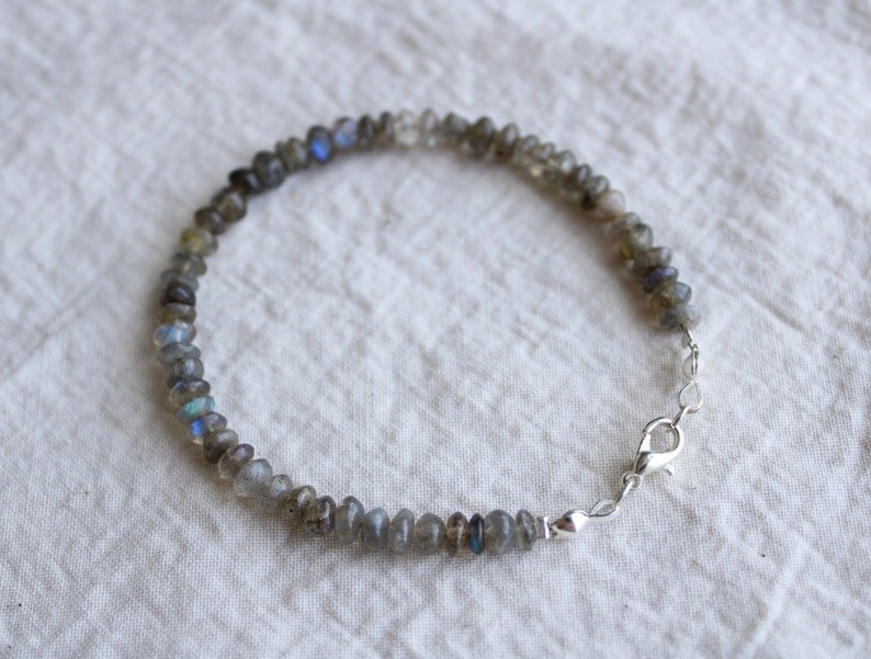 Labradorite Button 3-3.5mm Smooth beads adjustable stacking bracelet | STK-3853