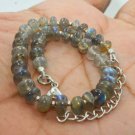 Labradorite Rondelle 6-8mm Smooth beads adjustable stacking bracelet | STK-4009