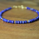 Lapis Lazuli Rondelle 4mm Faceted beads adjustable stacking bracelet | STK-4180