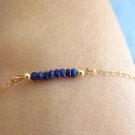 Lapis Lazuli Rondelle 3mm Faceted beads adjustable stacking bracelet | STK-4220