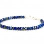 Lapis Lazuli Rondelle 4mm Faceted beads adjustable stacking bracelet | STK-4232