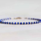 Lapis Lazuli Rondelle 3mm Faceted beads adjustable stacking bracelet | STK-4253