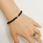 Matte Black Onyx Round 8mm Smooth beads adjustable stacking bracelet | STK-4554