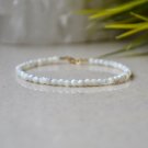 Mother Of Pearl Round 3mm Faceted beads adjustable stacking bracelet | STK-4670