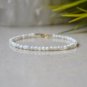 Mother Of Pearl Round 3mm Faceted beads adjustable stacking bracelet | STK-4670