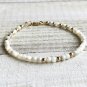 Mother Of Pearl Round 4mm Faceted beads adjustable stacking bracelet | STK-4674