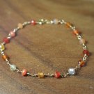 Multi Carnelian Round 3-3.5mm Mix beads adjustable stacking bracelet | STK-4709