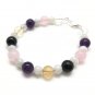 Multi Gemstone Round 6-8mm Smooth beads adjustable stacking bracelet | STK-4730