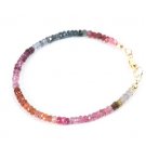 Multi Spinel Rondelle 4mm Faceted beads adjustable stacking bracelet | STK-4855