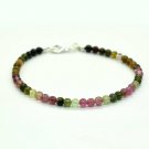 Multi Tourmaline Round 4mm Smooth beads adjustable stacking bracelet | STK-4892