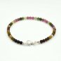 Multi Tourmaline Round 4mm Smooth beads adjustable stacking bracelet | STK-4892