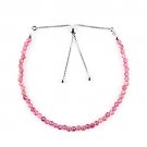 Pink Tourmaline Round 3mm Faceted beads adjustable stacking bracelet | STK-5134