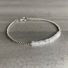 Rainbow Moonstone Pipe 4mm Smooth beads adjustable stacking bracelet | STK-5199