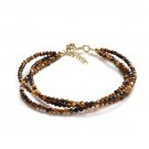 Tiger'S Eye Round 2-2.5mm Faceted beads adjustable stacking bracelet | STK-5536