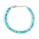 Turquoise Rondelle 3-3.5mm Smooth beads adjustable stacking bracelet | STK-5565