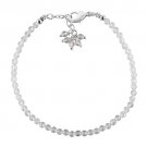 White Topaz Round 2-2.5mm Faceted beads adjustable stacking bracelet | STK-5600