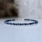 African Sapphire Round 3mm Faceted beads adjustable stacking bracelet | STK-0031
