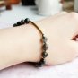 Black Grey Jasper Round 6mm Smooth beads adjustable stacking bracelet | STK-1059