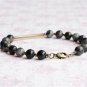Black Grey Jasper Round 6mm Smooth beads adjustable stacking bracelet | STK-1059