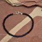 Black Matte Onyx Round 4mm Faceted beads adjustable stacking bracelet | STK-1078