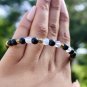 Black Onyx & Opal Round 8mm Smooth beads adjustable stacking bracelet | STK-1146