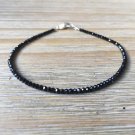 Black Spinel Round 2-2.5mm Faceted beads adjustable stacking bracelet | STK-1239